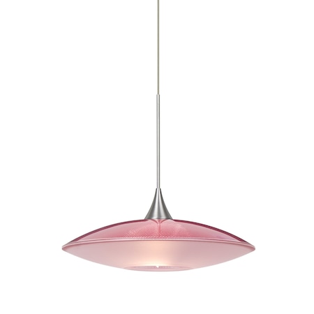 Besa Lighting Spazio Cord Pendant, Red/Frost, Satin Nickel, 1x35W Halogen 1XT-6294RD-SN
